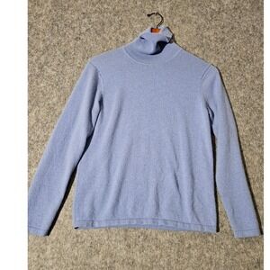 ORVIS 100% Cashmere Light Blue Turtleneck Sweater Women's Size S